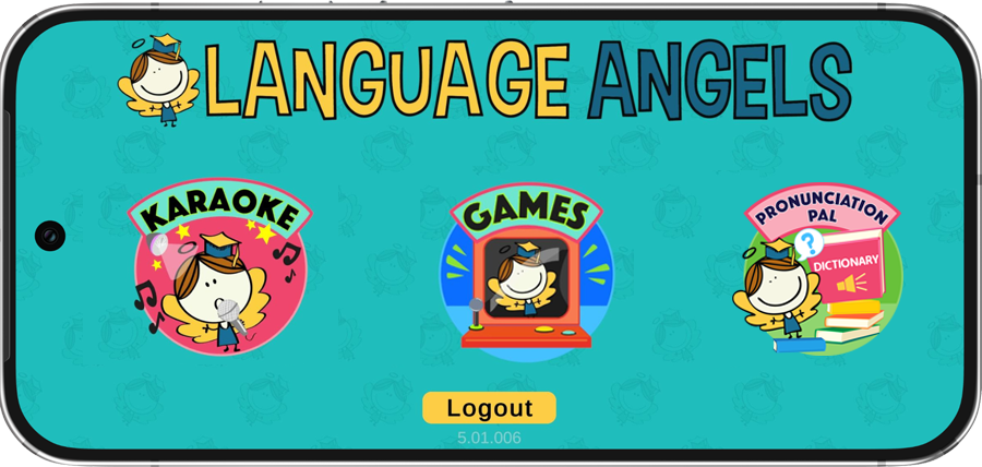 Language Angels LA App — Karaoke and Games on a pupil device